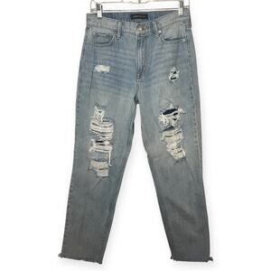 Aeropostale Mom Jeans Distressed Light Wash High Rise Straight Leg Size 6
